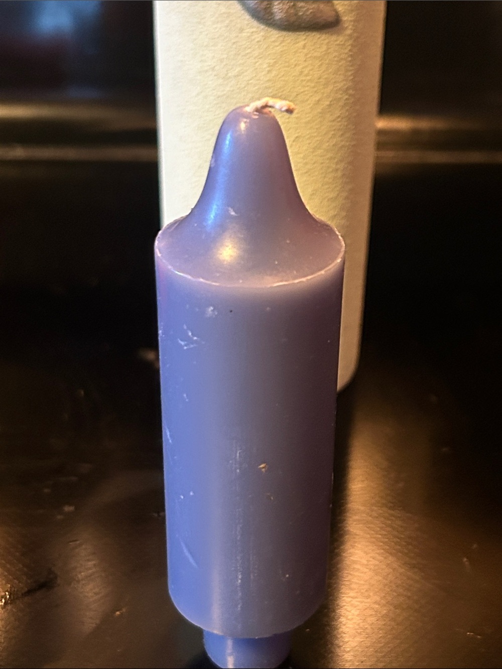 Party Lite Lavender Taper Candle in Cream Ceramic Holder 6.5” Tall - Picture 2 of 7